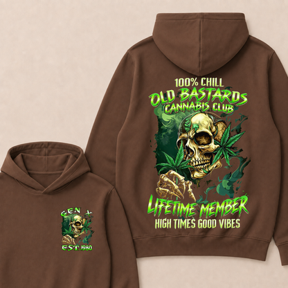 100% Chill Old Bastards Cannabis Club Lifetime Member High Times Good Vibes Custom Year Hoodie