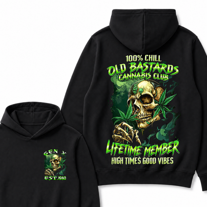 100% Chill Old Bastards Cannabis Club Lifetime Member High Times Good Vibes Custom Year Hoodie