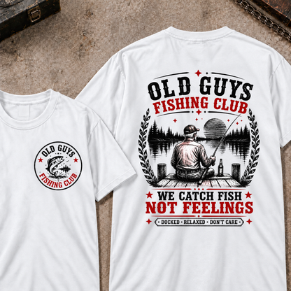 "Old Guys Fishing Club – We Catch Fish, Not Feelings" Crew Neck Tee