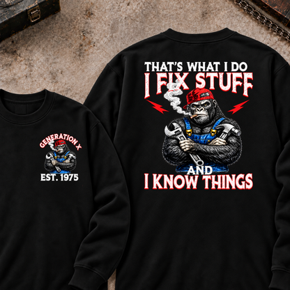 EST.Year That's What I Do I Fix Stuff And I Know Things Mechanic Gorilla Handyman Sweatshirt