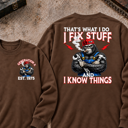 EST.Year That's What I Do I Fix Stuff And I Know Things Mechanic Gorilla Handyman Sweatshirt