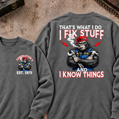 EST.Year That's What I Do I Fix Stuff And I Know Things Mechanic Gorilla Handyman Sweatshirt