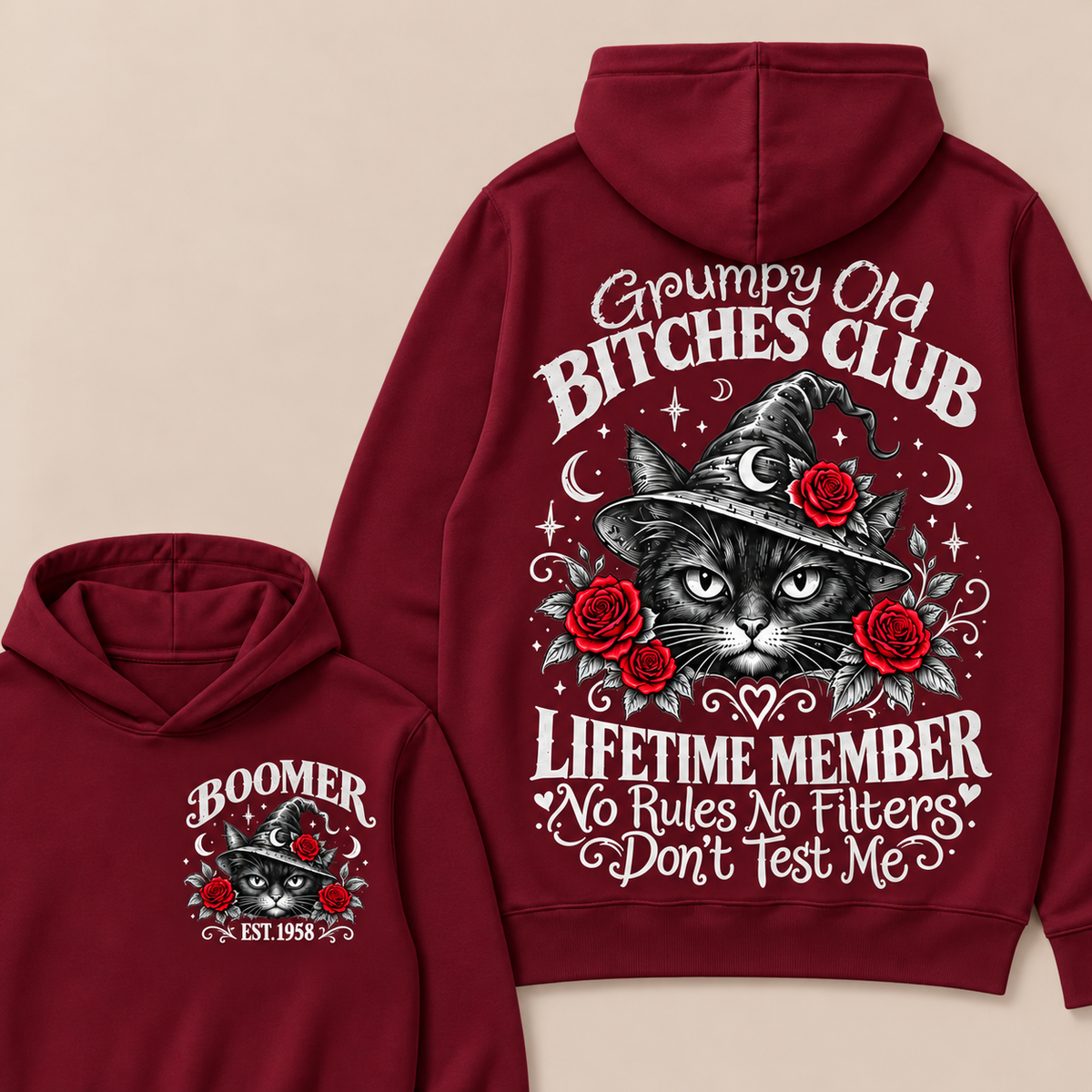 Grumpy Old Bitches Club Lifetime Member Don't Try Me Custom Your Year boomer Hoodie