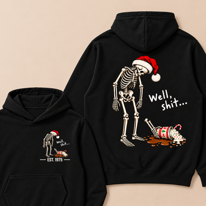 Funny Christmas Skeleton Spilled Drink Hoodie Custom EST.Year