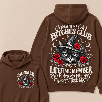 Grumpy Old Bitches Club Lifetime Member Don't Try Me Custom Your Year boomer Hoodie