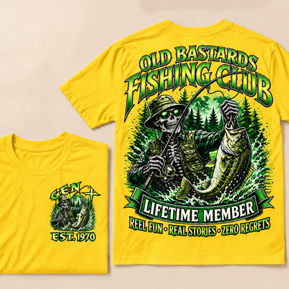 Old Bastards Fishing Club Lifetime Member Reel Fun • Real Stories • Zero Regrets Custom Year T-shirt