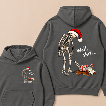 Funny Christmas Skeleton Spilled Drink Hoodie Custom EST.Year