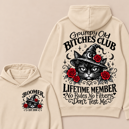Grumpy Old Bitches Club Lifetime Member Don't Try Me Custom Your Year boomer Hoodie