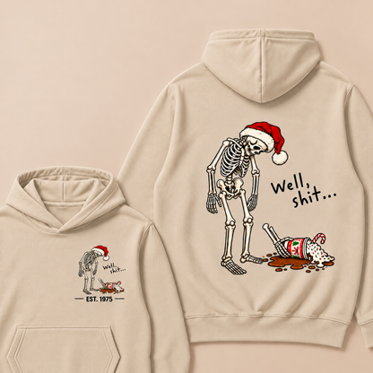 Funny Christmas Skeleton Spilled Drink Hoodie Custom EST.Year