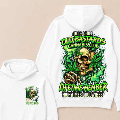 100% Chill Old Bastards Cannabis Club Lifetime Member High Times Good Vibes Custom Year Hoodie