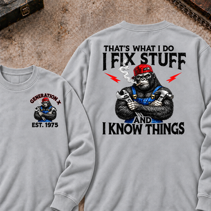 EST.Year That's What I Do I Fix Stuff And I Know Things Mechanic Gorilla Handyman Sweatshirt