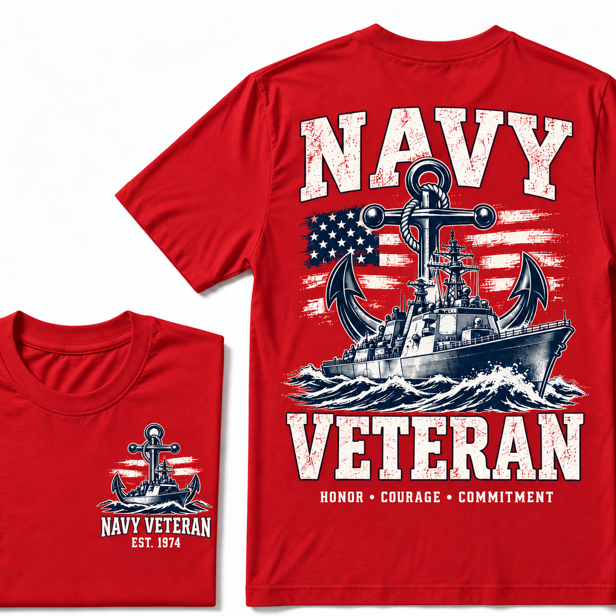 Navy Veteran Honor • Courage • Commitment Custom Year T-shirt