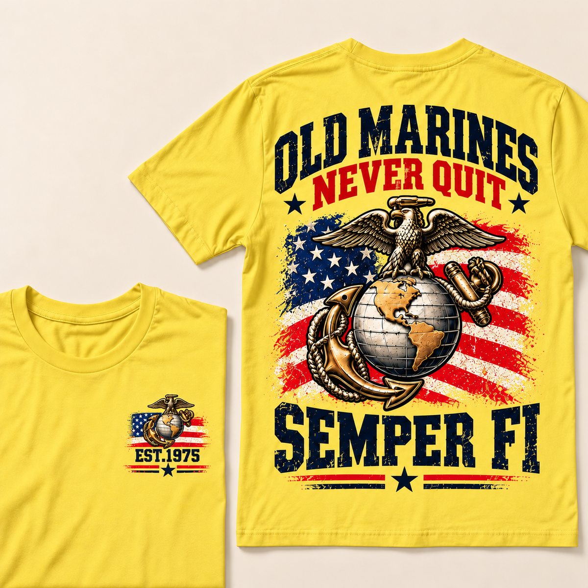 Old Marines Never Quit Semper Fi Custom Year T-shirt