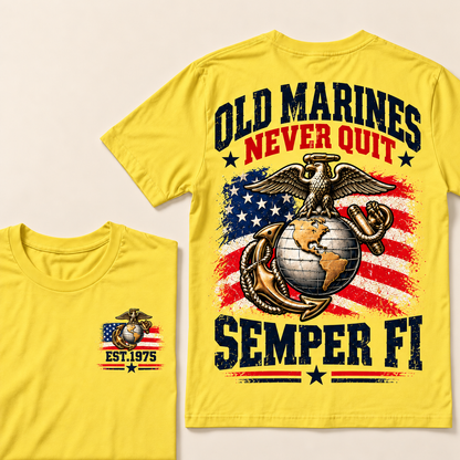 Old Marines Never Quit Semper Fi Custom Year T-shirt
