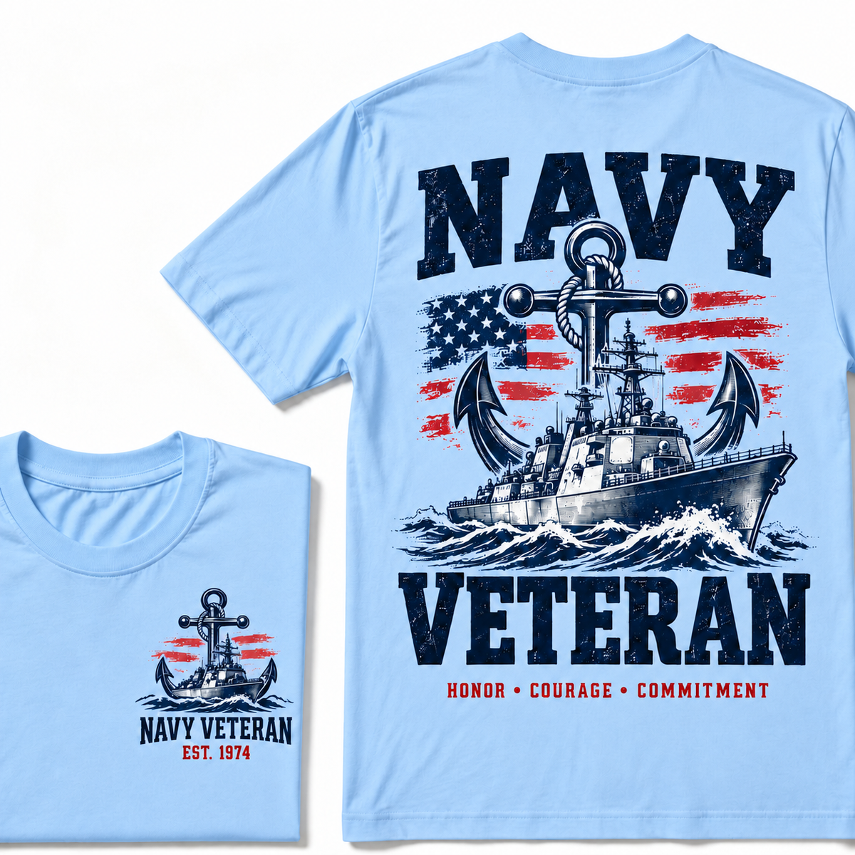 Navy Veteran Honor • Courage • Commitment Custom Year T-shirt