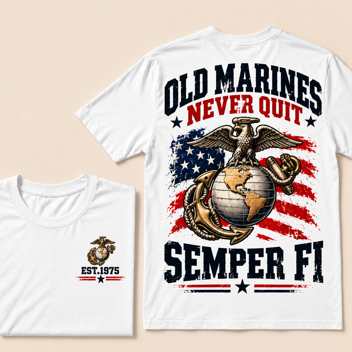 Old Marines Never Quit Semper Fi Custom Year T-shirt