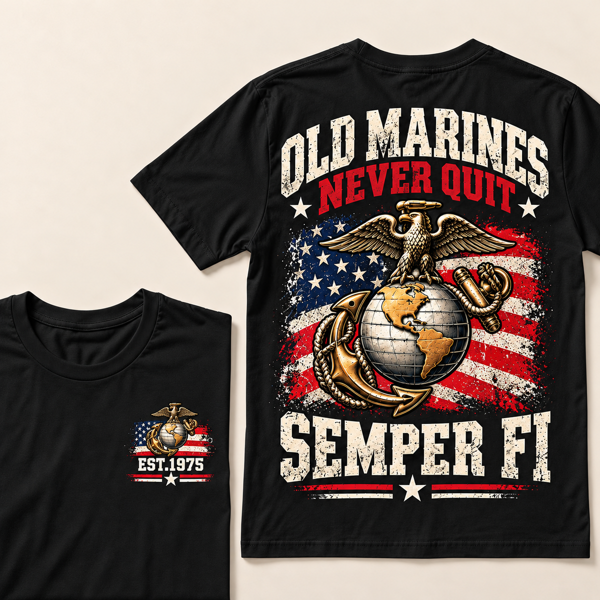 Old Marines Never Quit Semper Fi Custom Year T-shirt