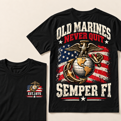 Old Marines Never Quit Semper Fi Custom Year T-shirt