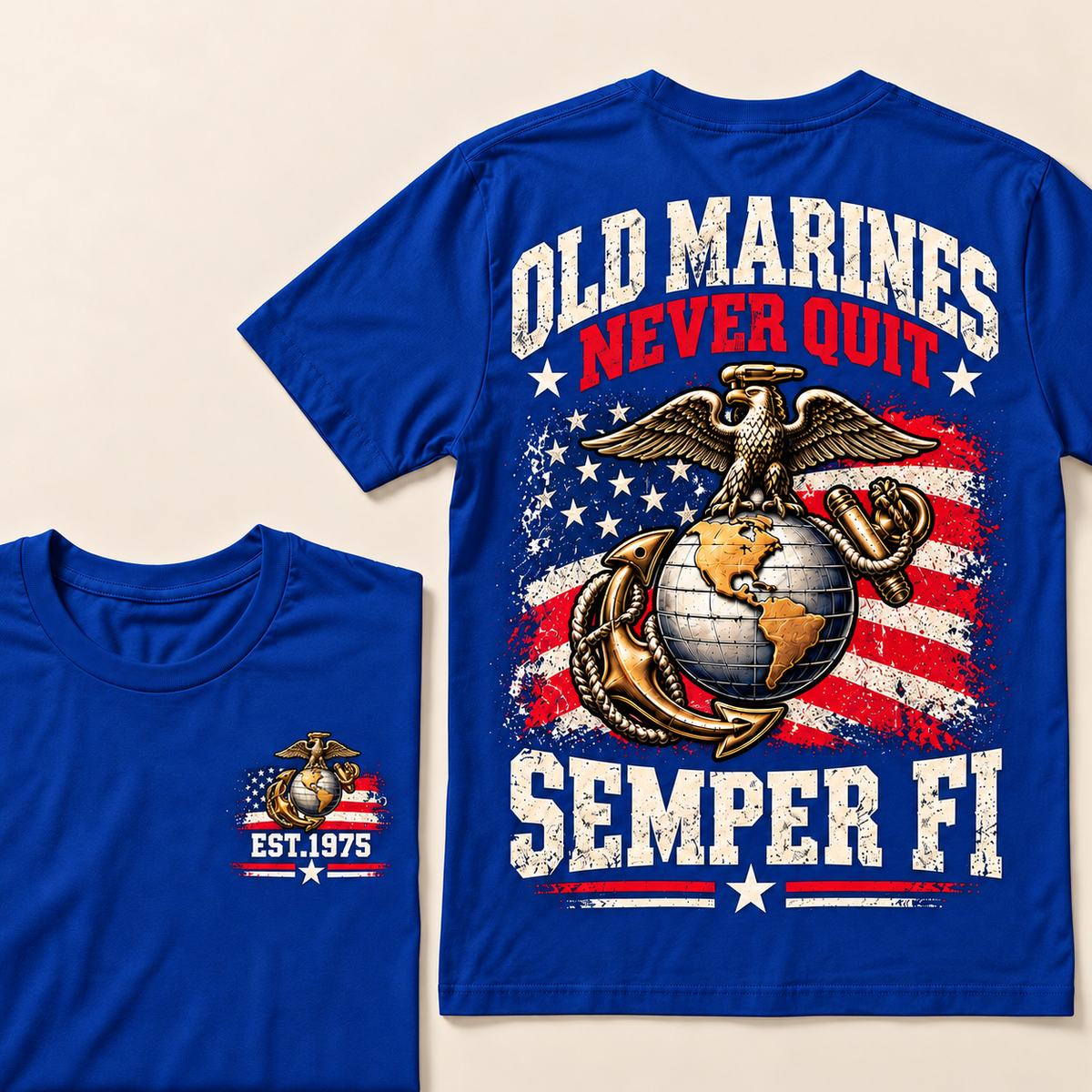 Old Marines Never Quit Semper Fi Custom Year T-shirt