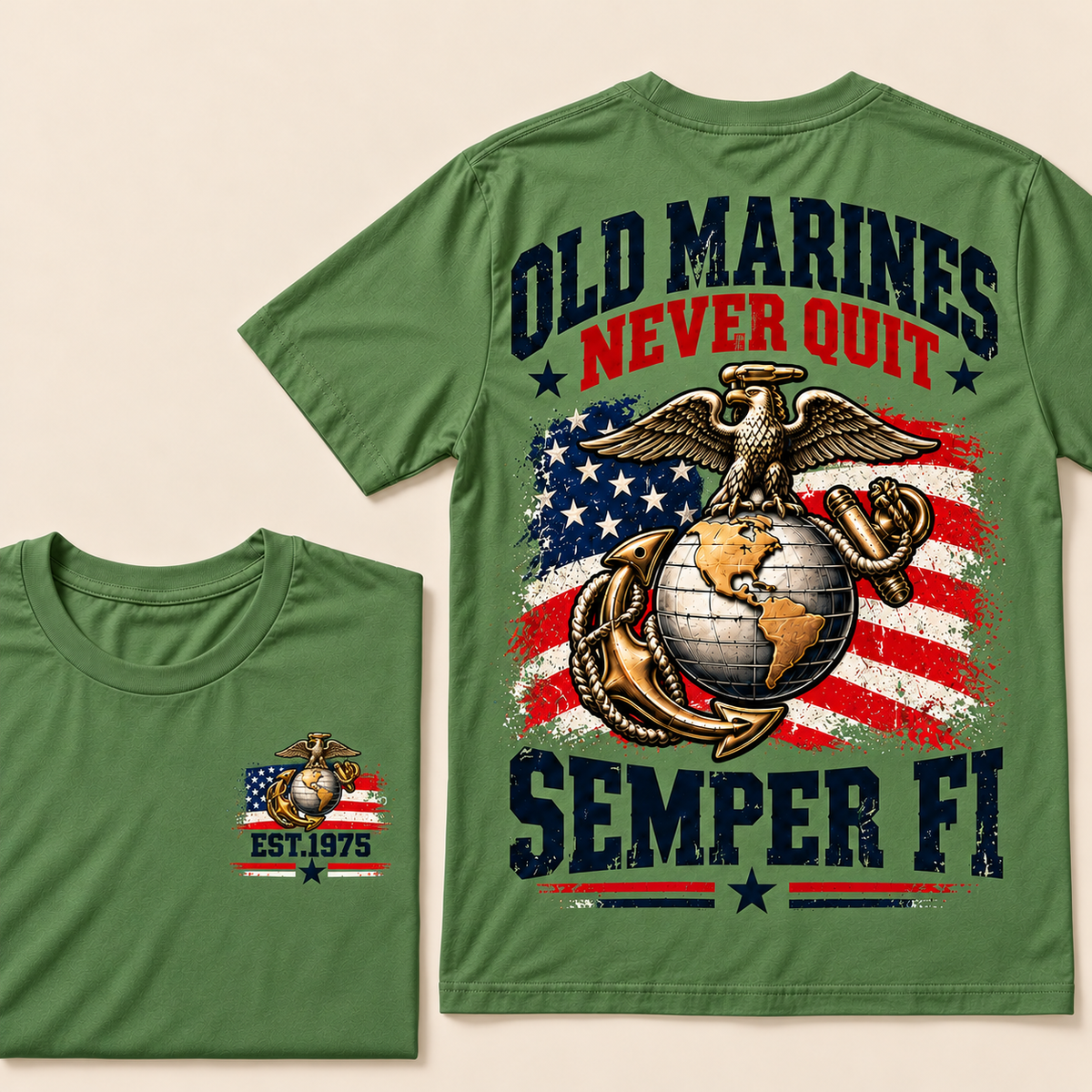 Old Marines Never Quit Semper Fi Custom Year T-shirt