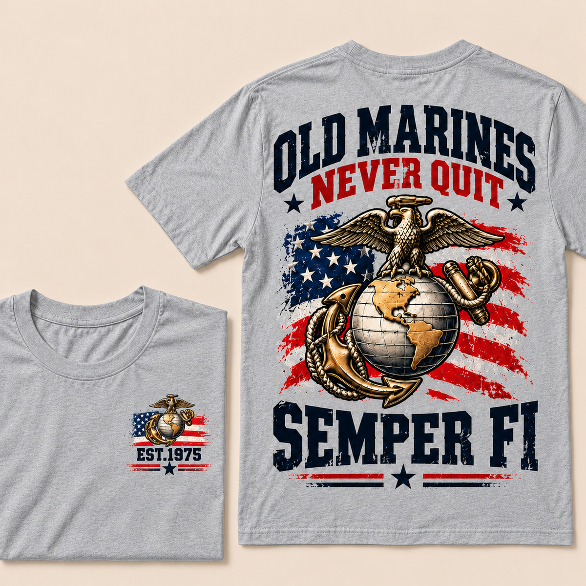 Old Marines Never Quit Semper Fi Custom Year T-shirt