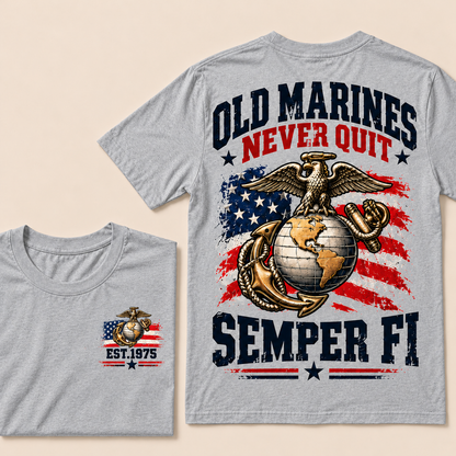 Old Marines Never Quit Semper Fi Custom Year T-shirt