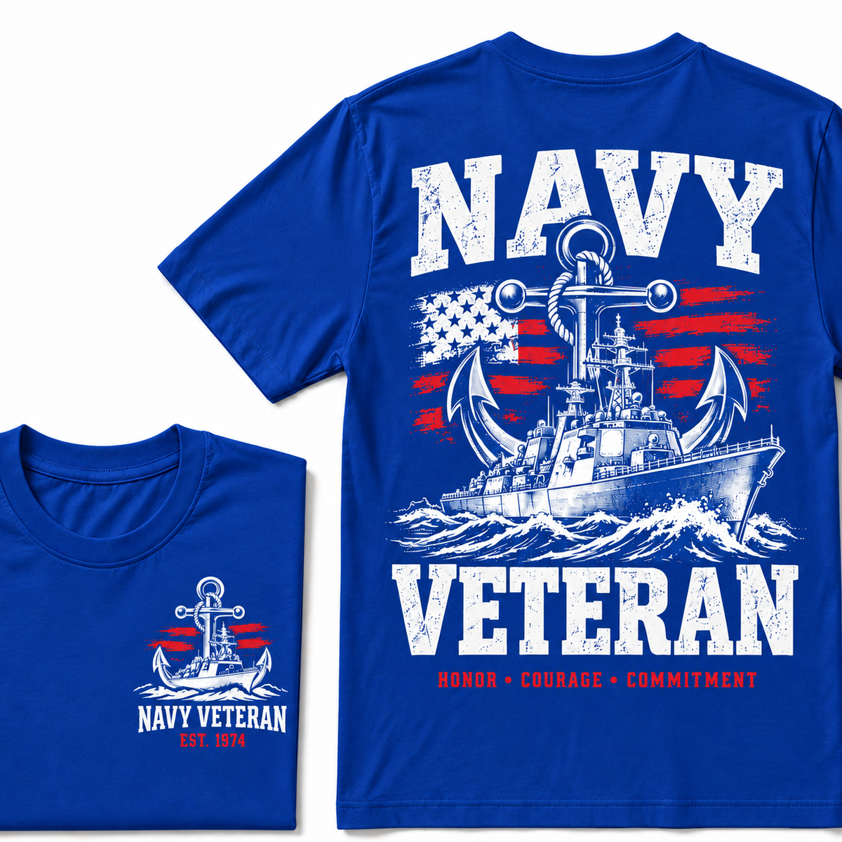 Navy Veteran Honor • Courage • Commitment Custom Year T-shirt