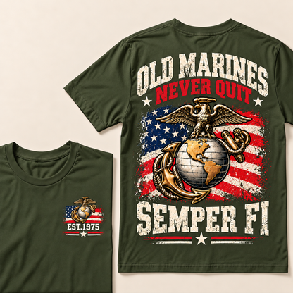 Old Marines Never Quit Semper Fi Custom Year T-shirt