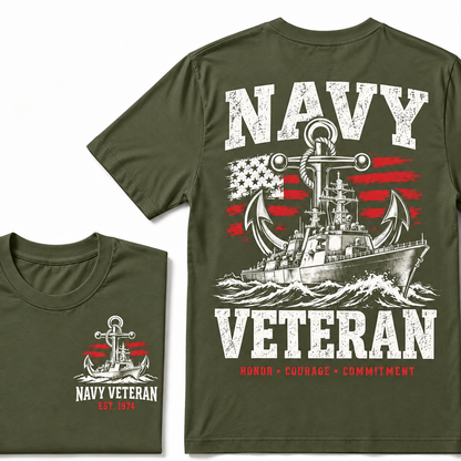 Navy Veteran Honor • Courage • Commitment Custom Year T-shirt