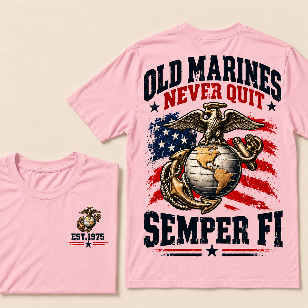 Old Marines Never Quit Semper Fi Custom Year T-shirt