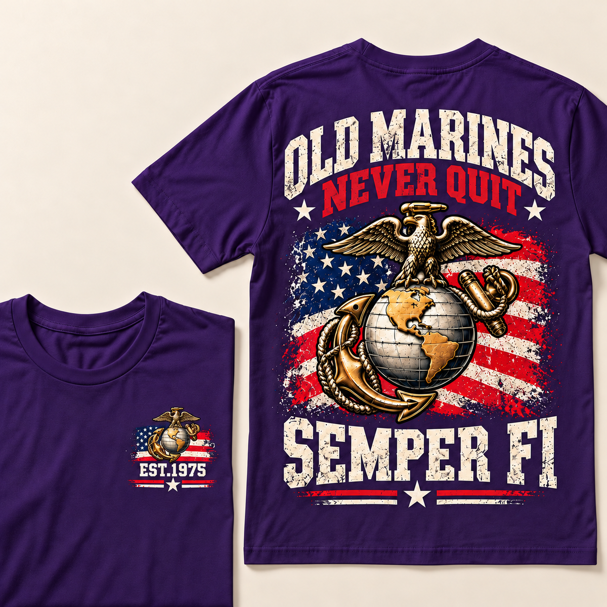 Old Marines Never Quit Semper Fi Custom Year T-shirt
