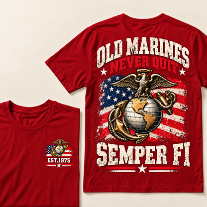 Old Marines Never Quit Semper Fi Custom Year T-shirt