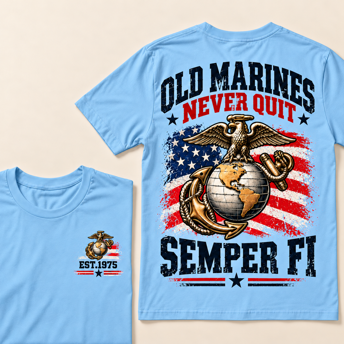 Old Marines Never Quit Semper Fi Custom Year T-shirt