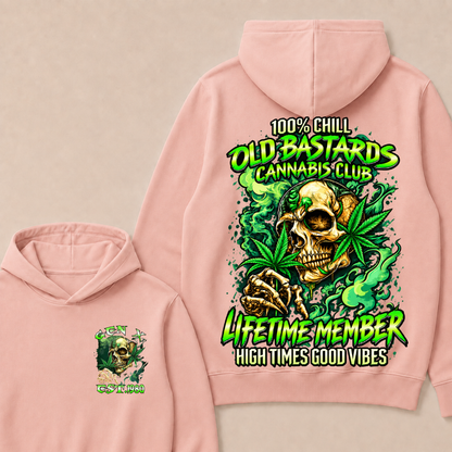 100% Chill Old Bastards Cannabis Club Lifetime Member High Times Good Vibes Custom Year Hoodie