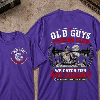"Old Guys Fishing Club – We Catch Fish, Not Feelings" Crew Neck Tee