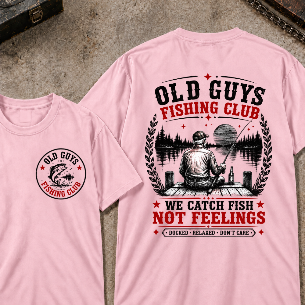 "Old Guys Fishing Club – We Catch Fish, Not Feelings" Crew Neck Tee
