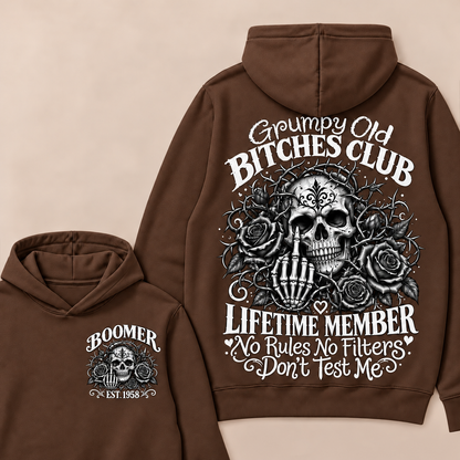 Grumpy Old Bitches Club Lifetime Member No Rules No Filters Don't Test Me Custom Your Year Hoodie