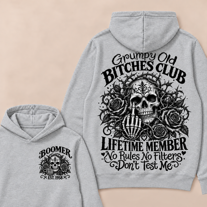 Grumpy Old Bitches Club Lifetime Member No Rules No Filters Don't Test Me Custom Your Year Hoodie
