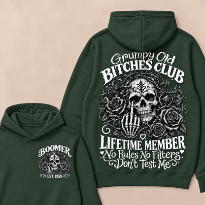 Grumpy Old Bitches Club Lifetime Member No Rules No Filters Don't Test Me Custom Your Year Hoodie