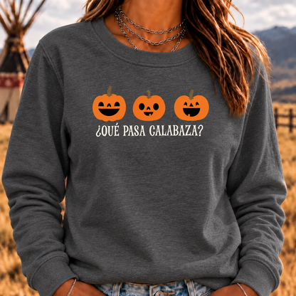 Que Papa Calabaza? Halloween Crewneck Sweatshirt, Funny Sweaters, Scary Movie Sweaters, Halloween Sweaters, Spooky Sweaters, Coffee Skeleton