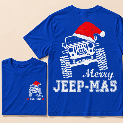Merry Jeep-Mas – Custom EST.Year Christmas Off-Road Vehicle & Reindeer Antlers T-Shirt