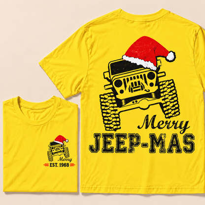 Merry Jeep-Mas – Custom EST.Year Christmas Off-Road Vehicle & Reindeer Antlers T-Shirt
