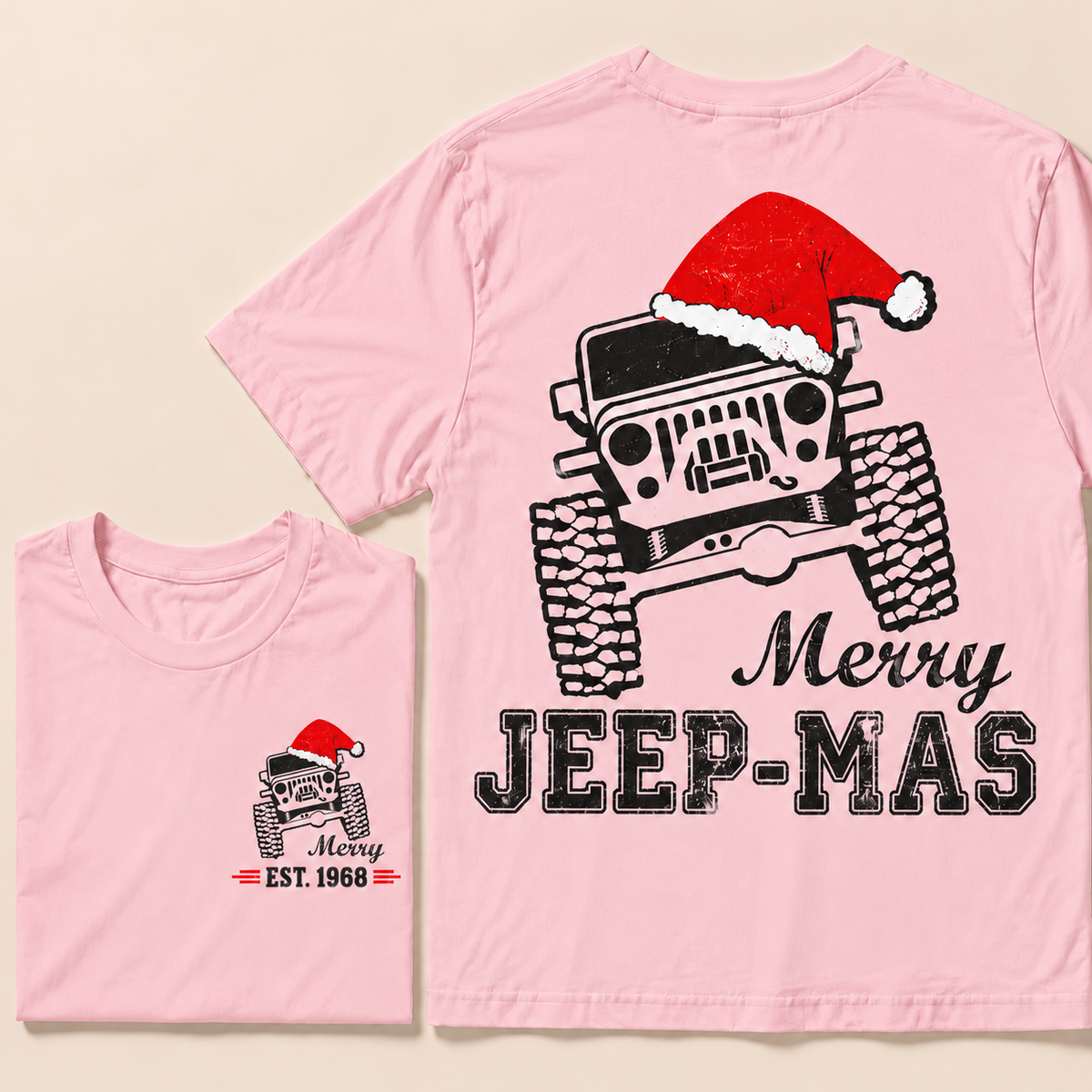 Merry Jeep-Mas – Custom EST.Year Christmas Off-Road Vehicle & Reindeer Antlers T-Shirt