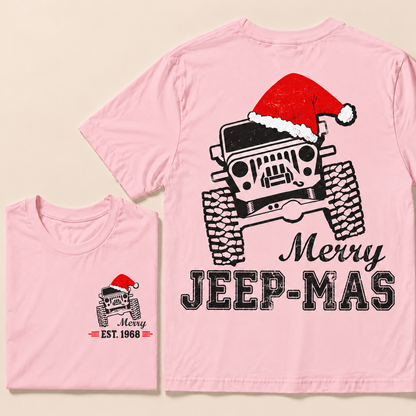 Merry Jeep-Mas – Custom EST.Year Christmas Off-Road Vehicle & Reindeer Antlers T-Shirt