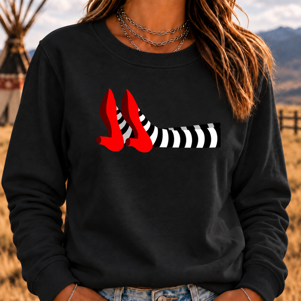 Ruby Red Slippers Boomer Retro Crewneck Sweatshirt
