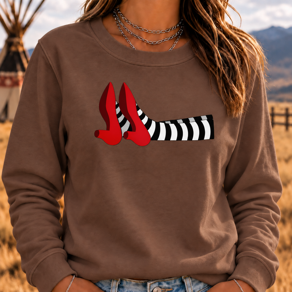 Ruby Red Slippers Boomer Retro Crewneck Sweatshirt
