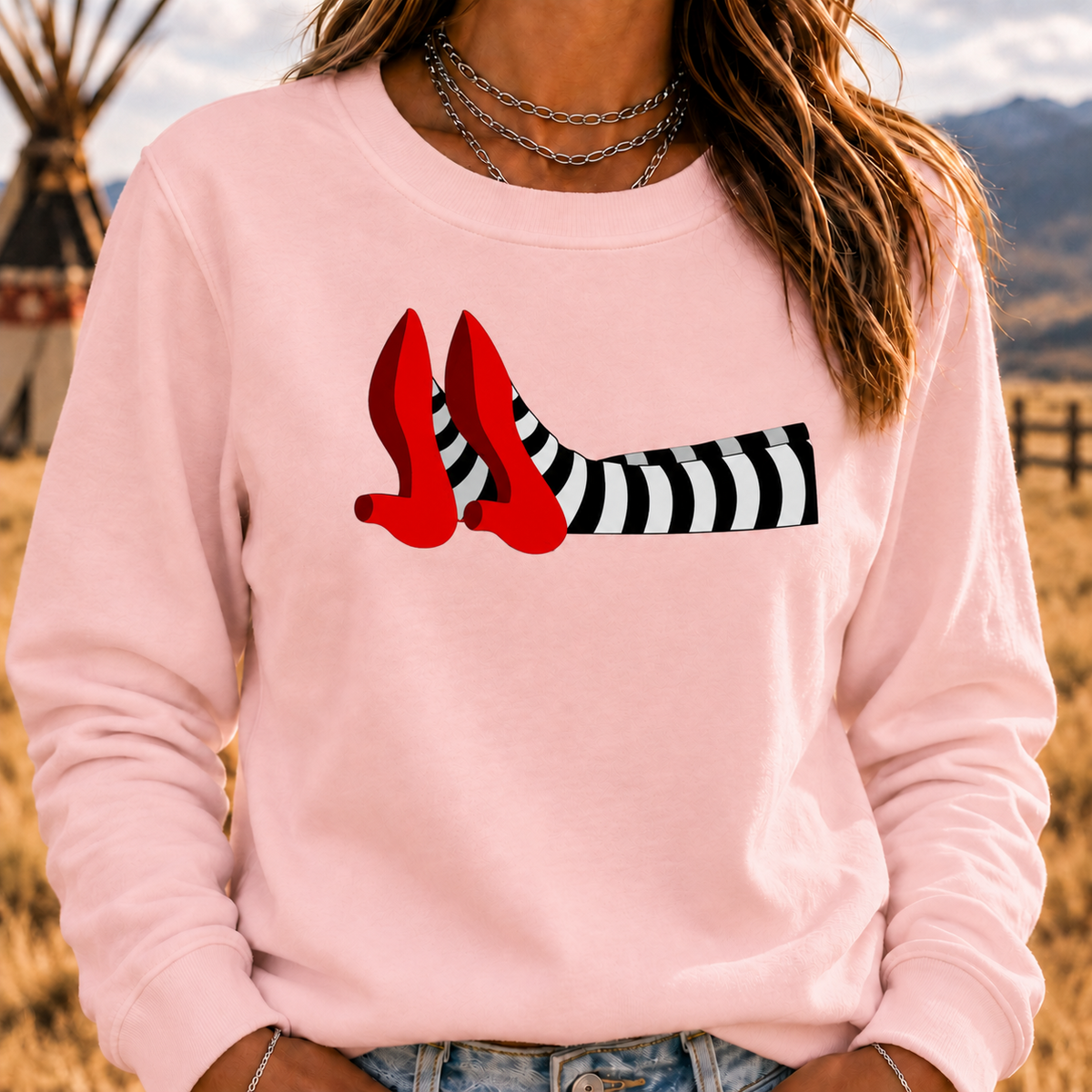 Ruby Red Slippers Boomer Retro Crewneck Sweatshirt