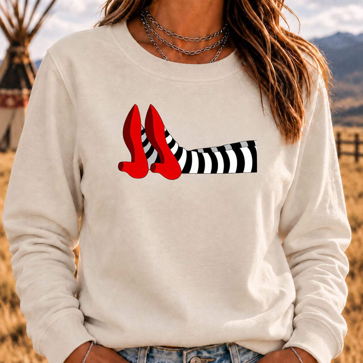 Ruby Red Slippers Boomer Retro Crewneck Sweatshirt