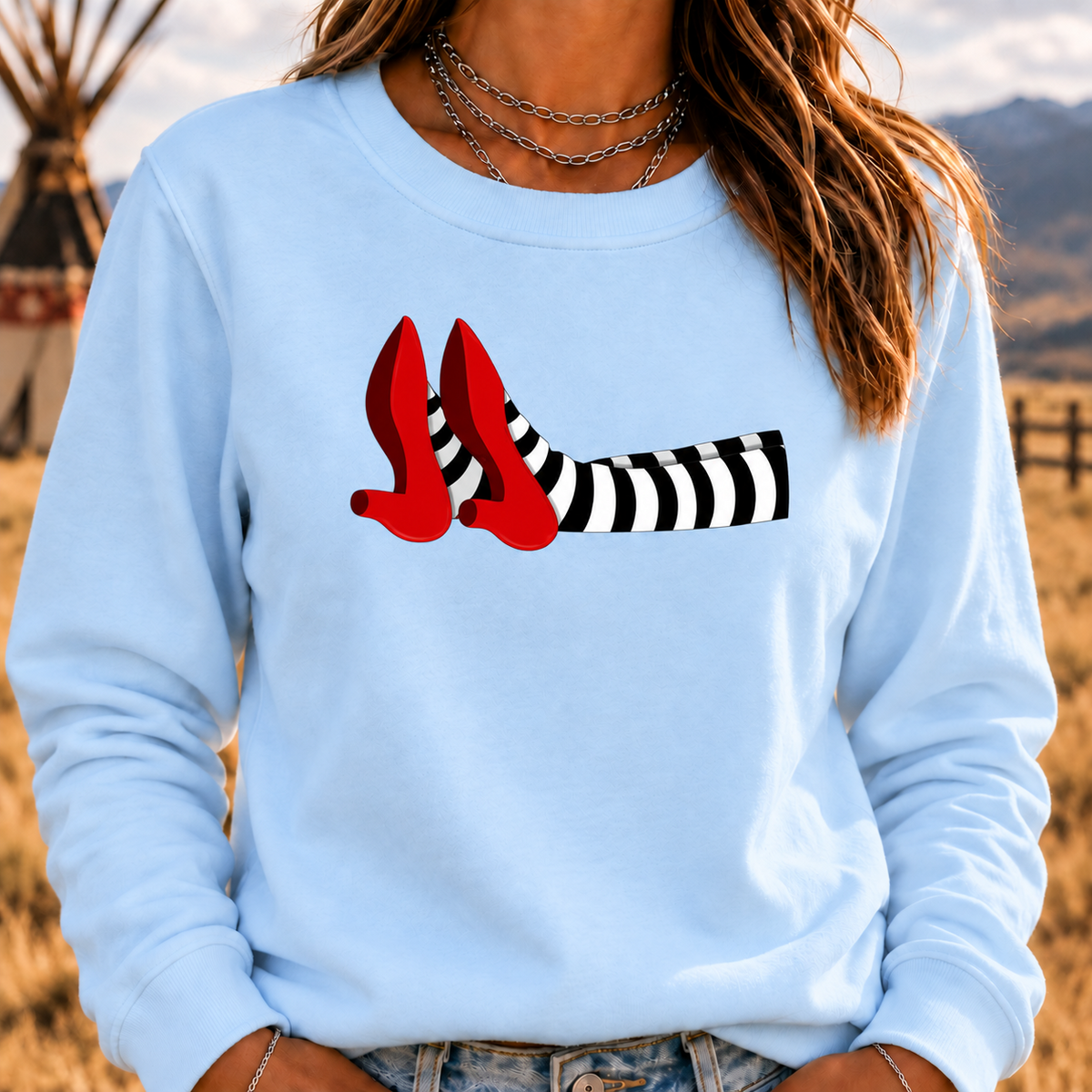 Ruby Red Slippers Boomer Retro Crewneck Sweatshirt