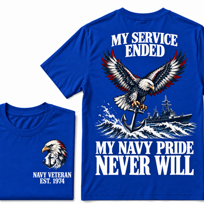 My Service Ended My Navy Pride Never Will Custom Your Birth Year T-shirt Custom Year T-shirt
